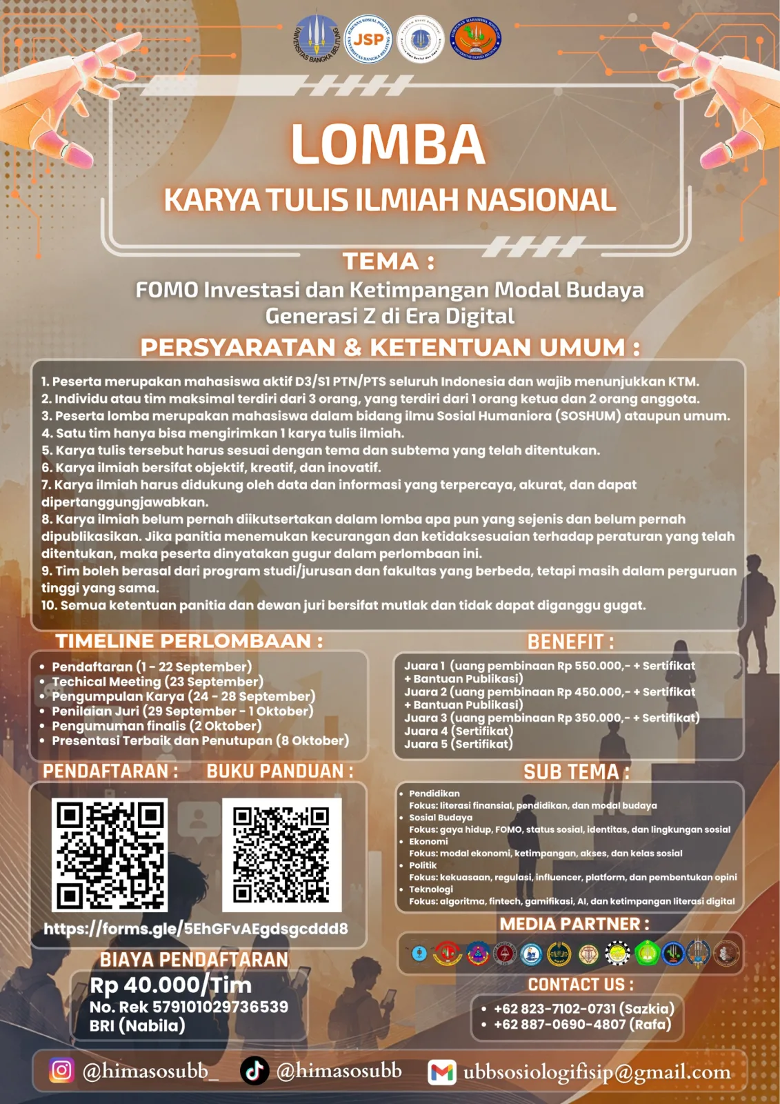 Program Studi Sosiologi FISIP UBB Buka Lomba Karya Tulis Ilmiah Nasional bagi Mahasiswa Se-Indonesia