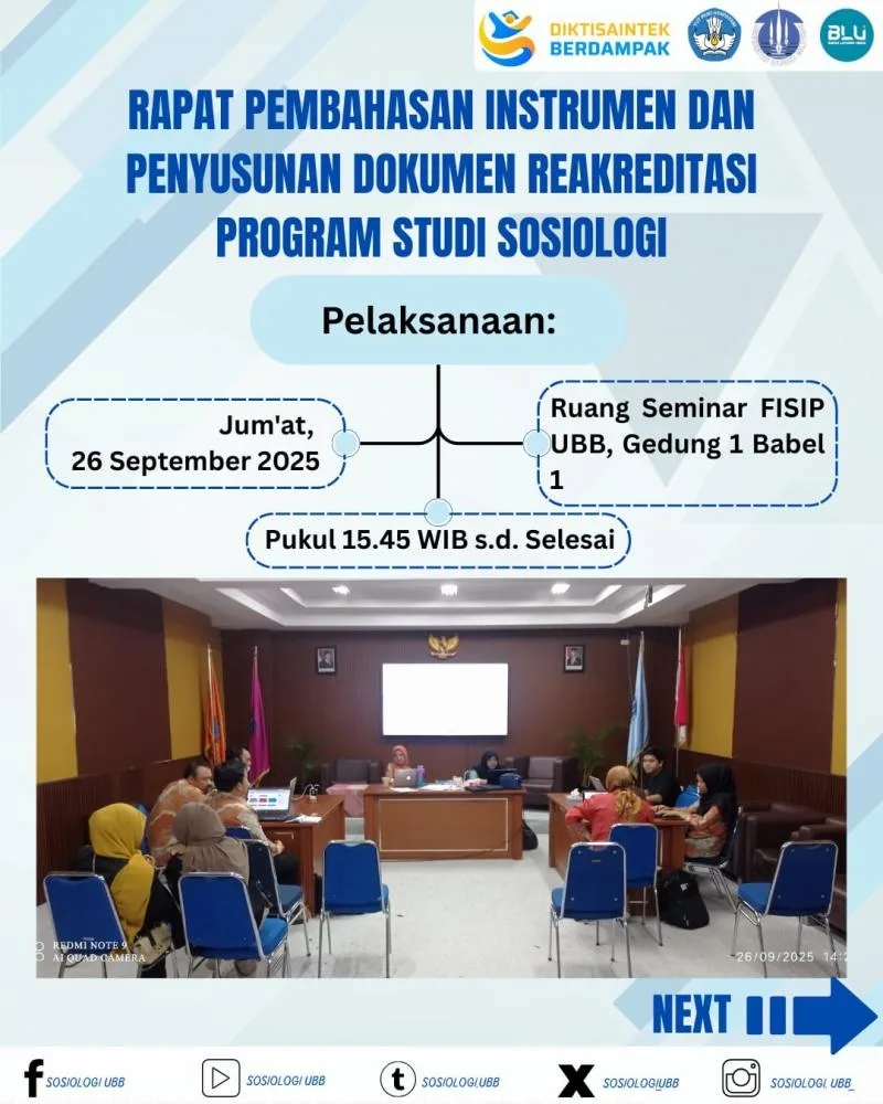Program Studi Sosiologi FISIP UBB Gelar Rapat Pembahasan Instrumen dan Penyusunan Dokumen Reakreditasi